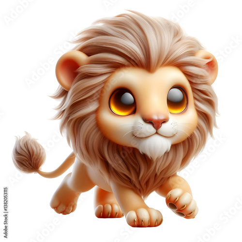 Cute 3d Lion WALK isolated on white background