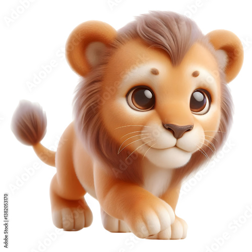 Cute 3d Lion WALK isolated on white background