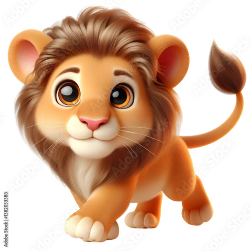 Cute 3d Lion WALK isolated on white background