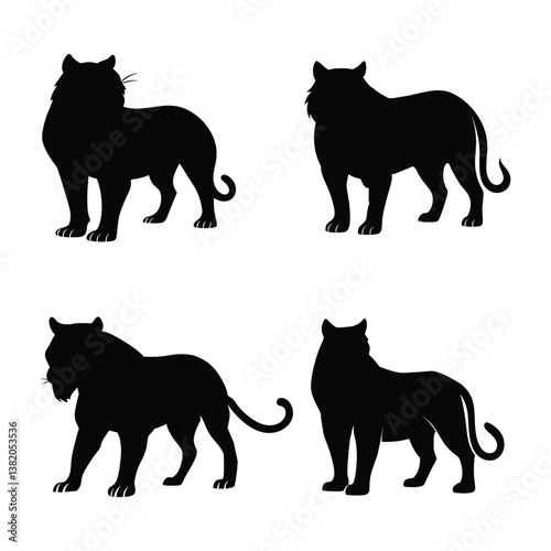 black silhouettes of Tiger