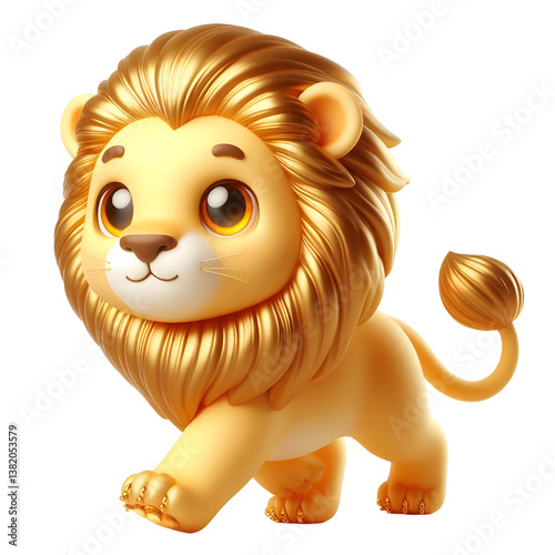 Cute 3d Lion WALK isolated on white background