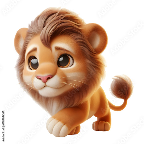 Cute 3d Lion WALK isolated on white background