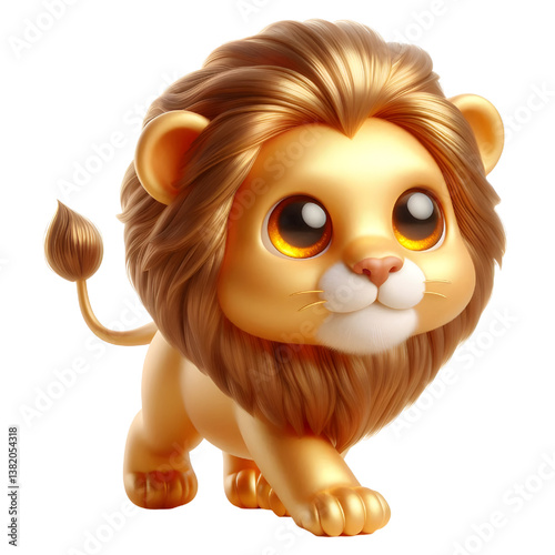 Cute 3d Lion WALK isolated on white background