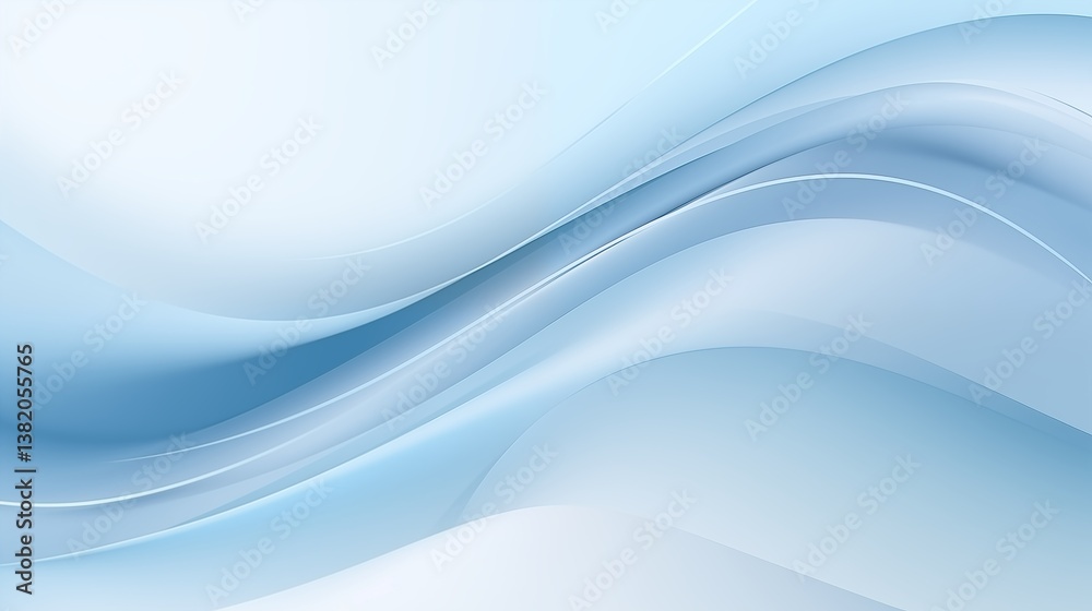 Fototapeta premium Light Blue Flowing Curves Modern Minimalist Style Background Image 
