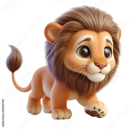 Cute 3d Lion WALK isolated on white background