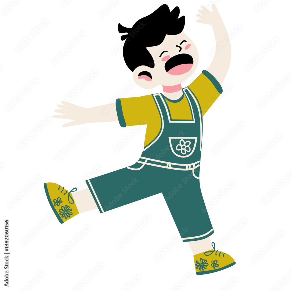 a boy jumping and happy a boy jumping and happy