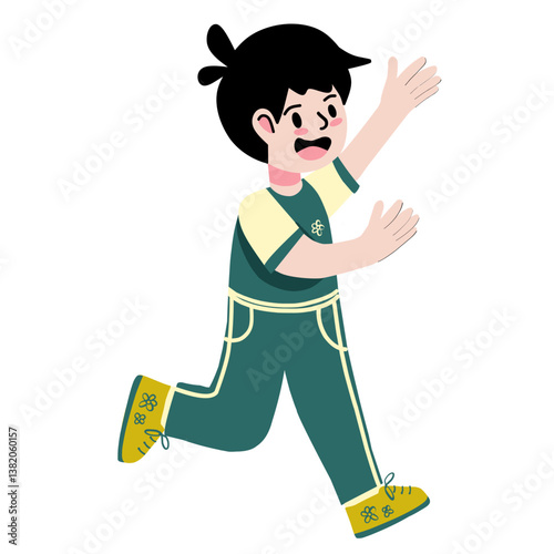 Running boy flat illustration