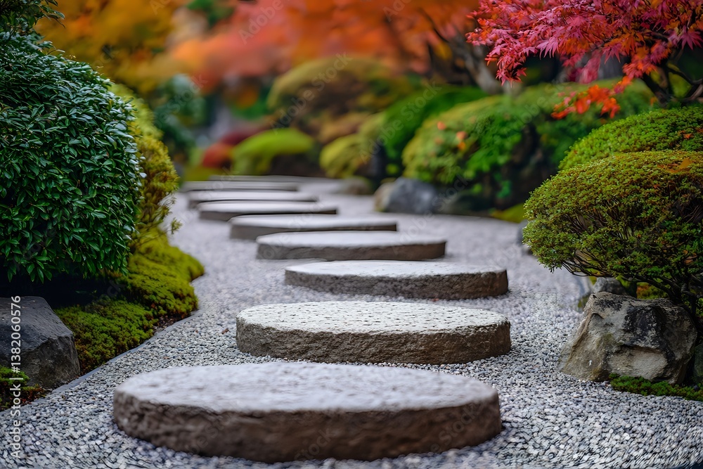 Obraz premium Stone Path Through Autumn Garden