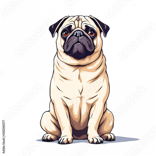 Adorable cartoon Pug vector illustration