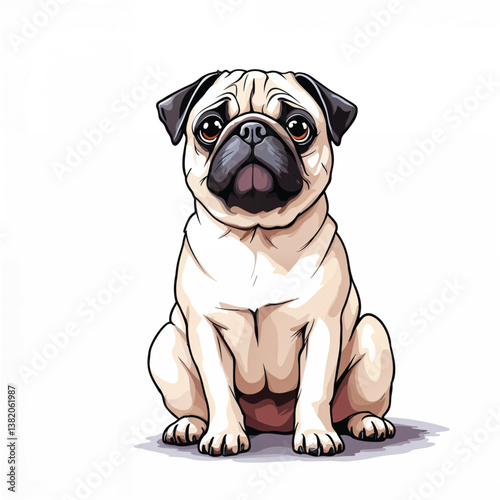 Adorable cartoon Pug vector illustration