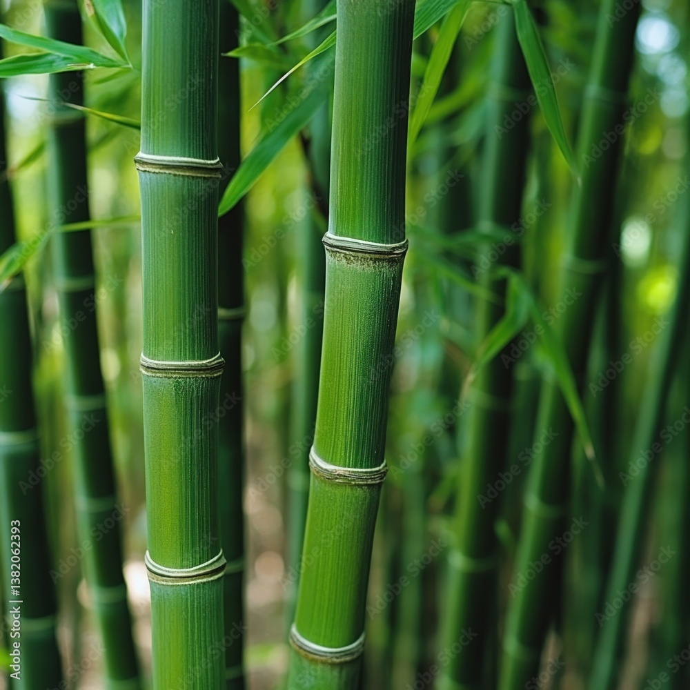 Tall Bamboo Stalks in a Serene Forest Tall Bamboo Stalks in a Serene Forest