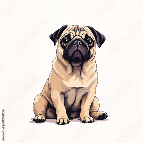 Adorable cartoon Pug vector illustration