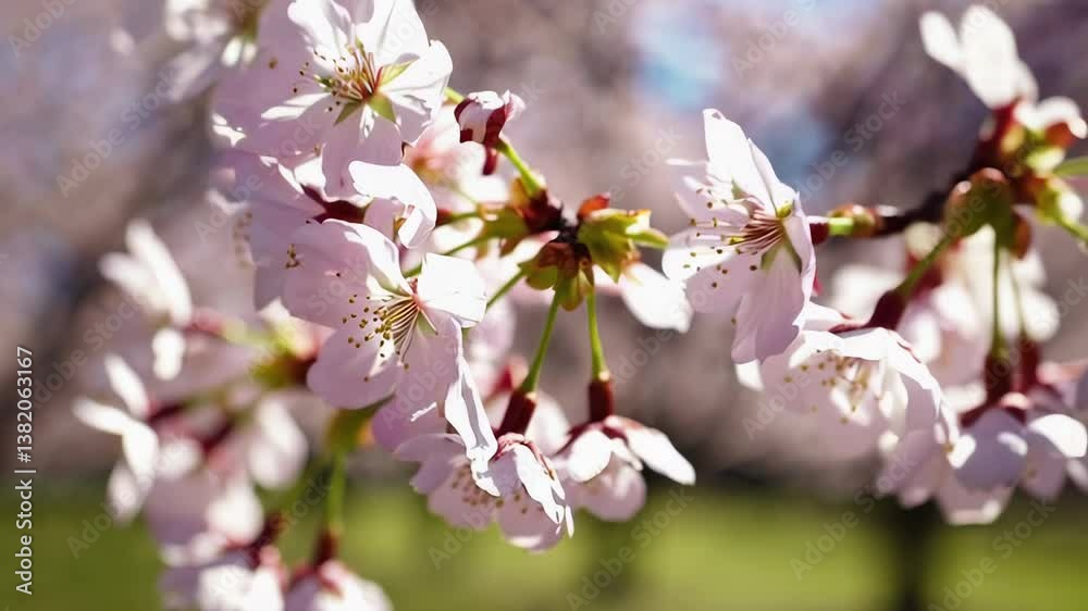 Gentle Cherry Blossom Petals Falling in a Quiet Japanese Park During Spring Season Gentle Cherry Blossom Petals Falling in a Quiet Japanese Park During Spring Season