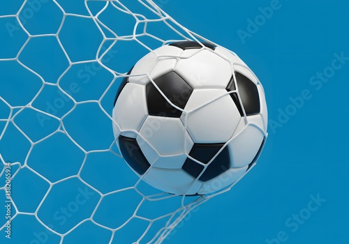 3D Soccer Ball in Goal Net