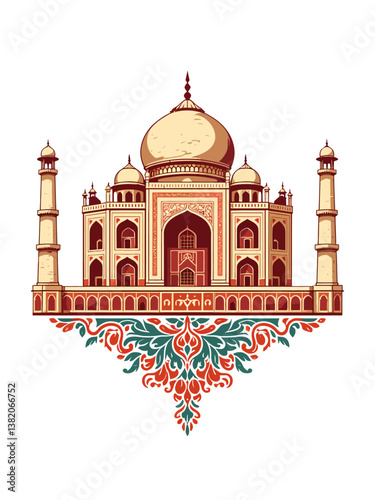  vector illustration a logo design for india taj mahal