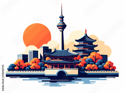 korea vector illustration a logo design for seoul 