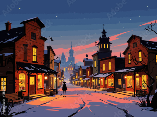  a midwestern frontier city at night (