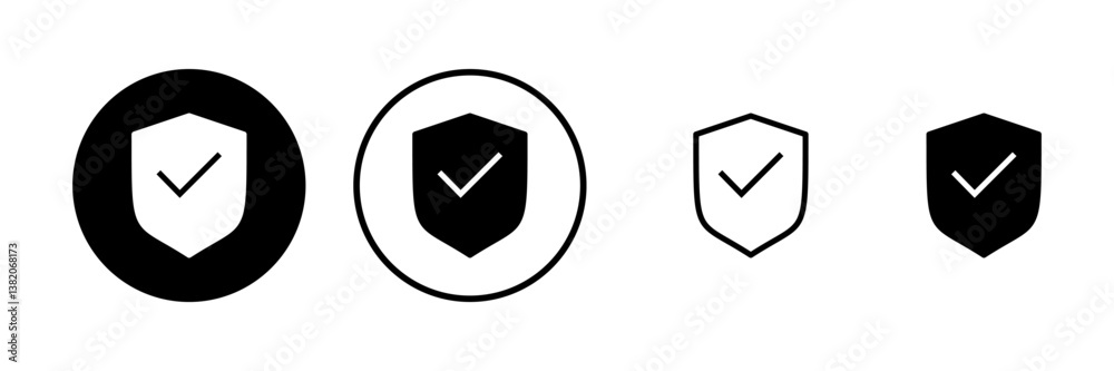 Shield check mark icon vector illustration. Protection approve sign. Insurance icon Shield check mark icon vector illustration. Protection approve sign. Insurance icon