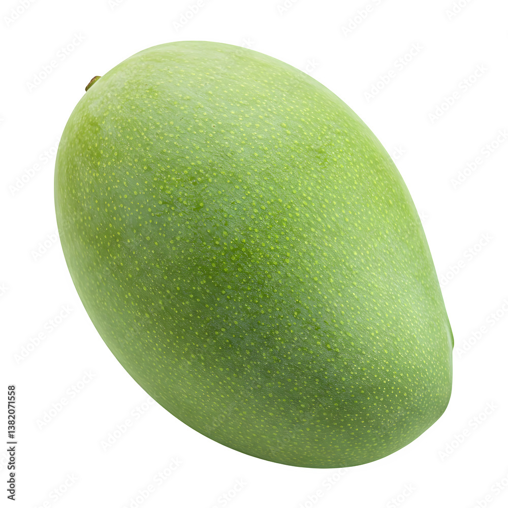 green mango in its natural state on a white canvas green mango in its natural state on a white canvas
