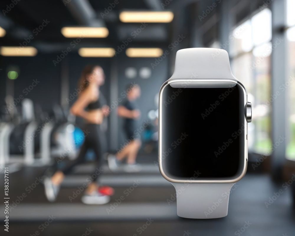 smartwatch displaying heart rate during exercise in gym setting, capturing essence of fitness and technology smartwatch displaying heart rate during exercise in gym setting, capturing essence of fitness and technology