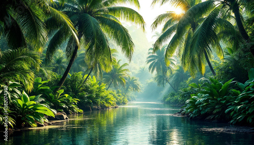 green village nature river flowing water