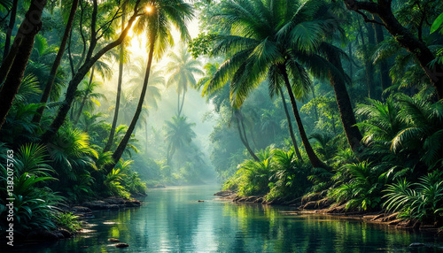 green village nature river flowing water