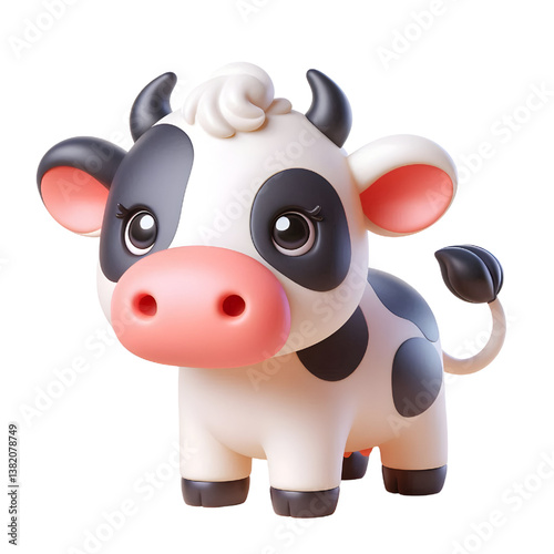 Cute 3d cow isolated on white background