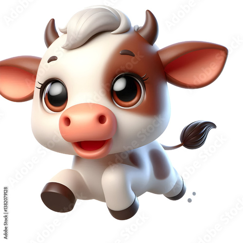 Cute 3d cow isolated on white background