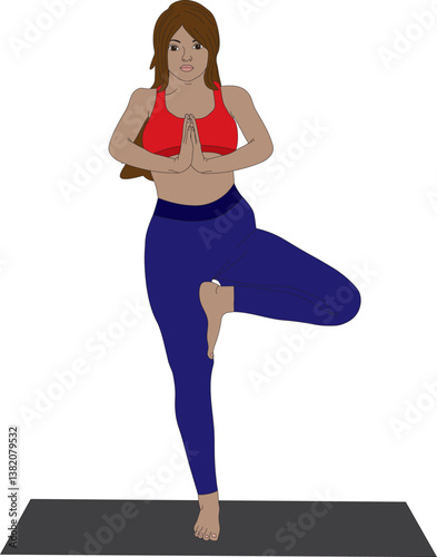 Tree Pose Vrikshasana Yoga Exercise Vector