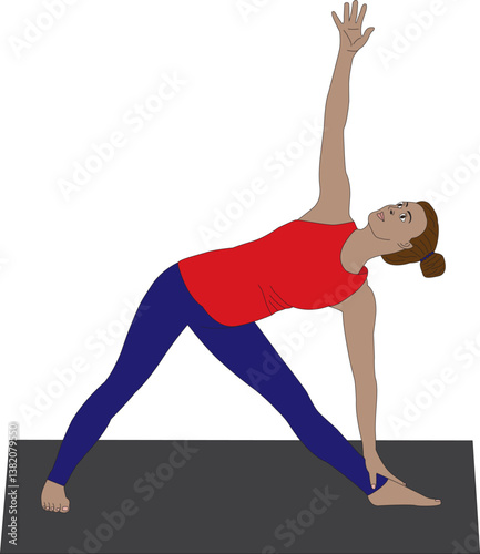 Triangle Pose Trikonasana Yoga Exercise Vector