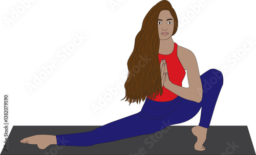 Utthita Namaskarasana Extended Side Leg Squat Yoga Vector