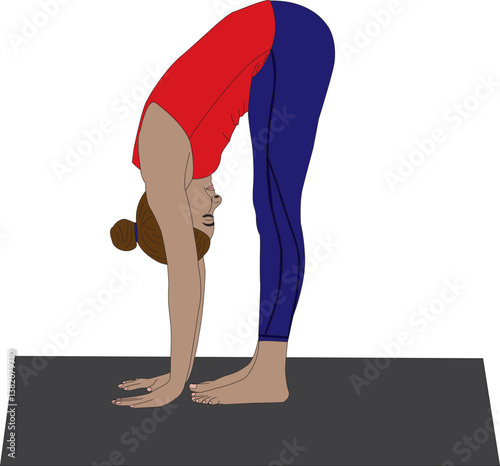 Uttanasana standing forward bend pose yoga vector