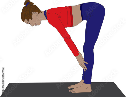 Standing Half Forward Bend Uttanasana Yoga Vector