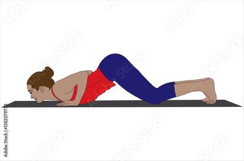 Ashtanga Namaskara The Eight Limbed Pose Yoga Illustration