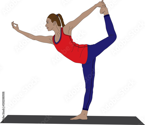 Lord Of The Dance Pose Natarajasana Yoga Vector
