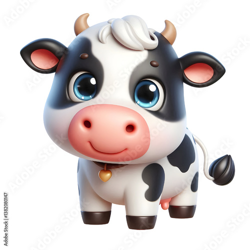 Cute 3d cow isolated on white background