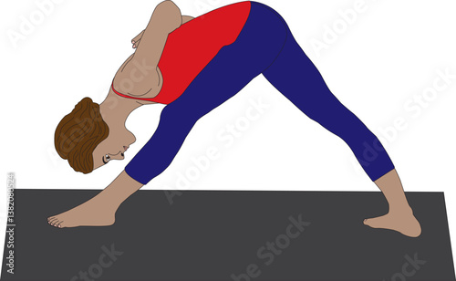 Intense Side Stretch Pose Pyramid Pose Parsvottanasana Yoga Vector