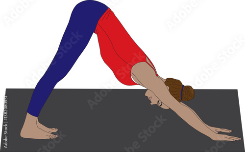 Downward facing dog pose yoga vector