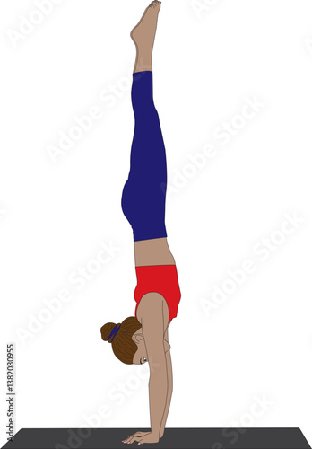 Handstand downward-facing tree yoga pose vector