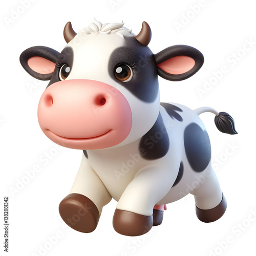 Cute 3d cow isolated on white background