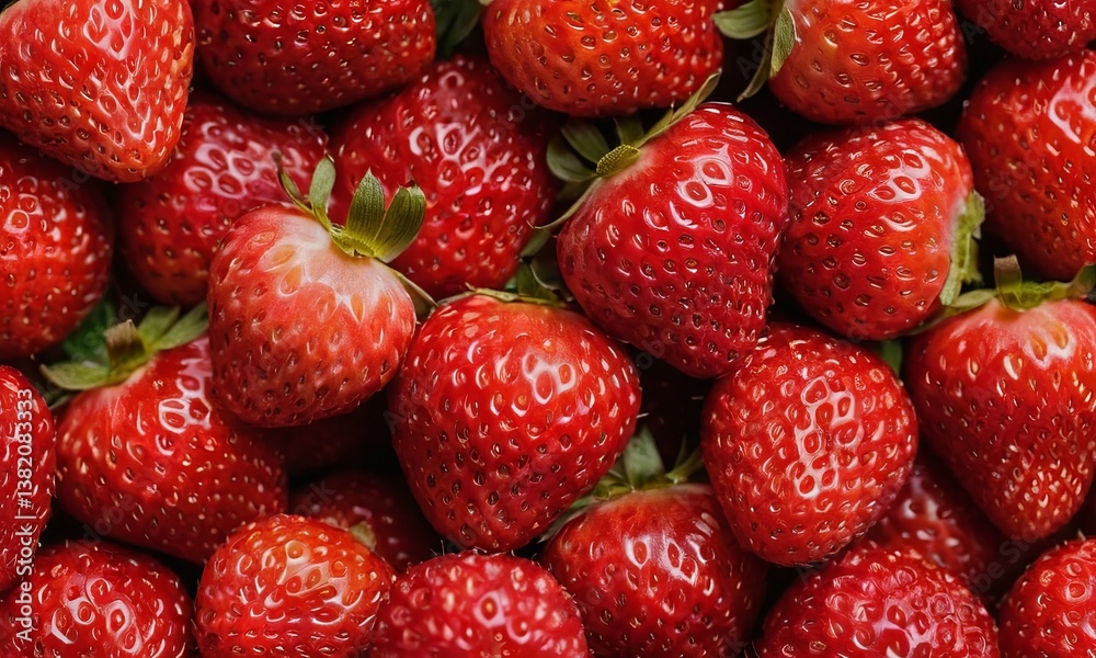 A close-up of a vibrant display of ripe, red strawberries forming a luscious pattern A close-up of a vibrant display of ripe, red strawberries forming a luscious pattern