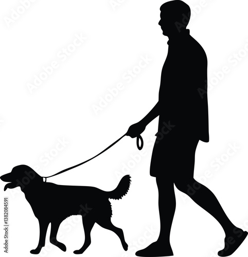 man walking with dog silhouette,dog clip art