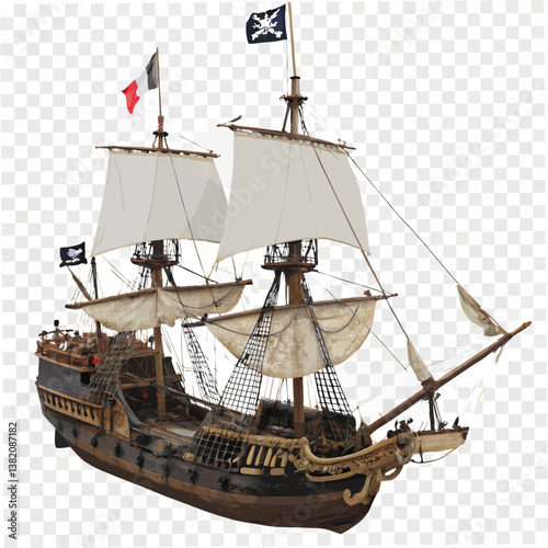 pirate ship isolated, Pirate ship in the sea, pirate ship in the ocean, sailing ship in the sea, pirate ship in the sky, pirate ship isolated on white