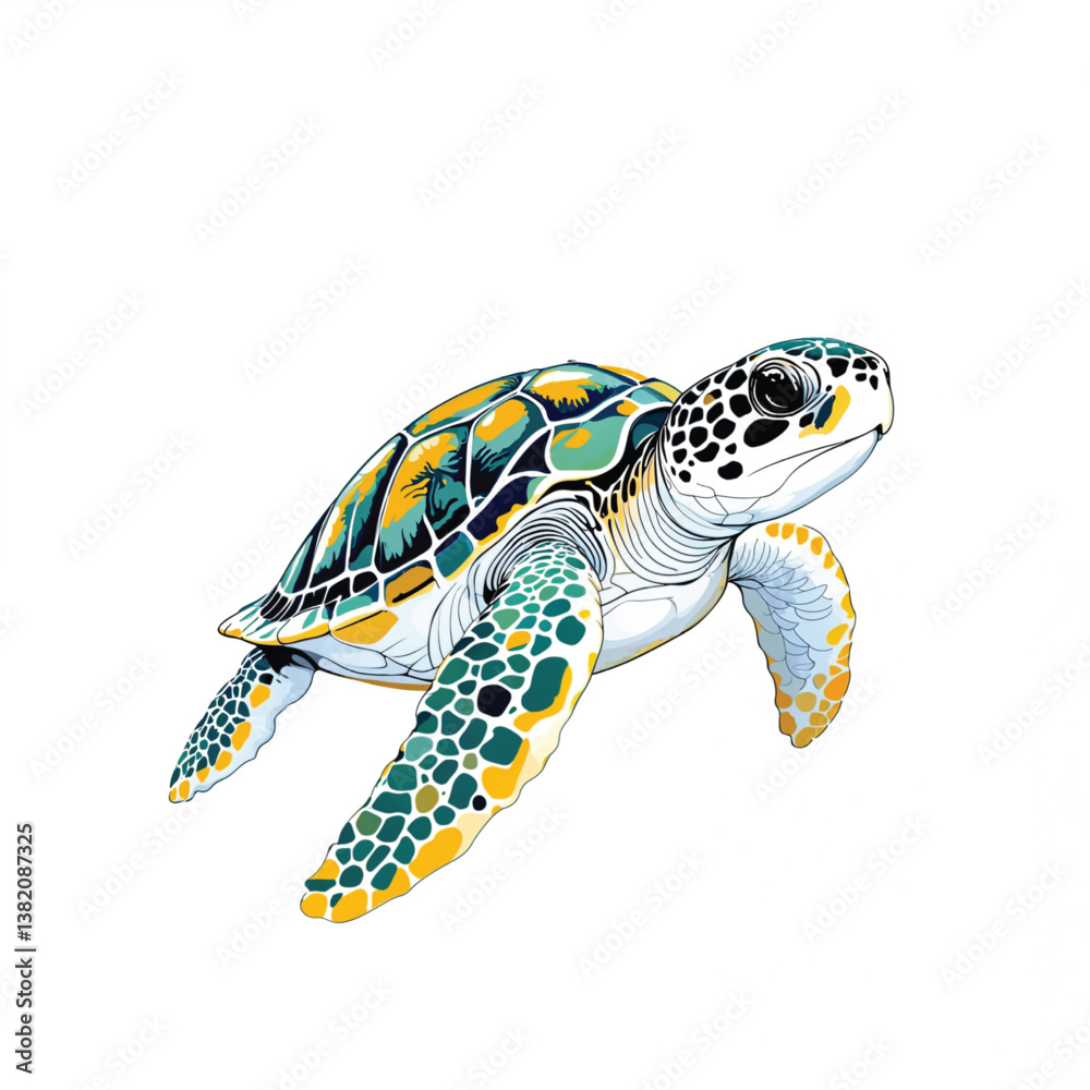 Obraz premium Adorable Cartoon turtle Vector Illustration
