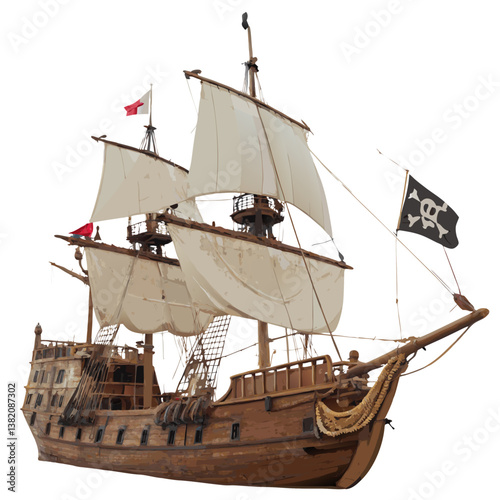 pirate ship in the harbor, pirate ship on the ocean, pirate ship on white background, pirate ship isolated, Pirate ship in the sea, pirate ship in the ocean, sailing ship in the sea, pirate ship in th