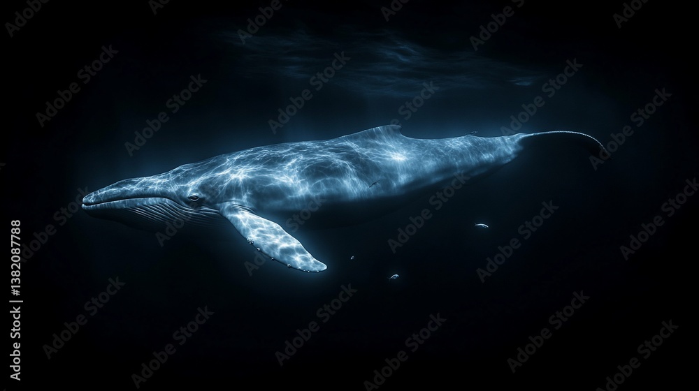 Fototapeta premium Humpback Whale swimming in dark ocean depths