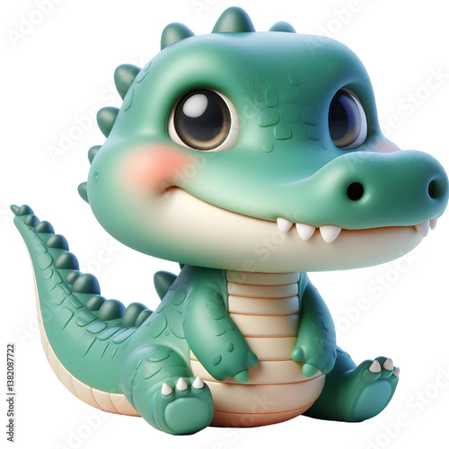 Cute 3d crocodile isolated on white background
