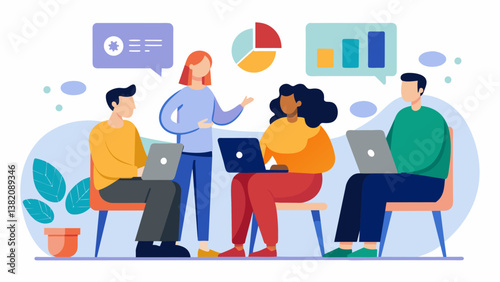 A group therapy program for individuals with substance use disorders tracks data on relapse rates and behavioral changes to modify treatment plans and address underlying issues.. Vector illustration