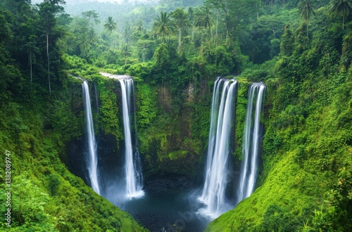 A scenic viewpoint overlooking the lush jungles of Sumatra