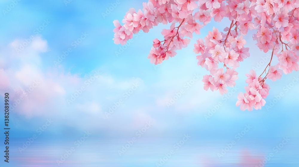 Stunning pink cherry blossom tree in full bloom against a clear blue sky Stunning pink cherry blossom tree in full bloom against a clear blue sky